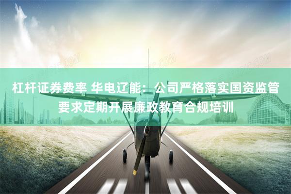杠杆证券费率 华电辽能：公司严格落实国资监管要求定期开展廉政教育合规培训