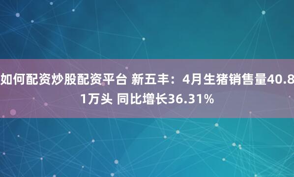 如何配资炒股配资平台 新五丰：4月生猪销售量40.81万头 同比增长36.31%