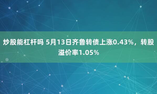 炒股能杠杆吗 5月13日齐鲁转债上涨0.43%，转股溢价率1.05%