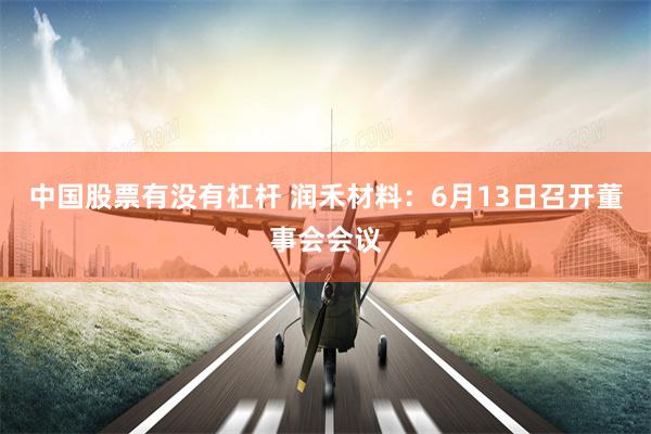 中国股票有没有杠杆 润禾材料：6月13日召开董事会会议