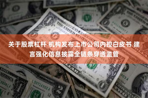 关于股票杠杆 机构发布上市公司内控白皮书 建言强化信息披露全链条穿透监管